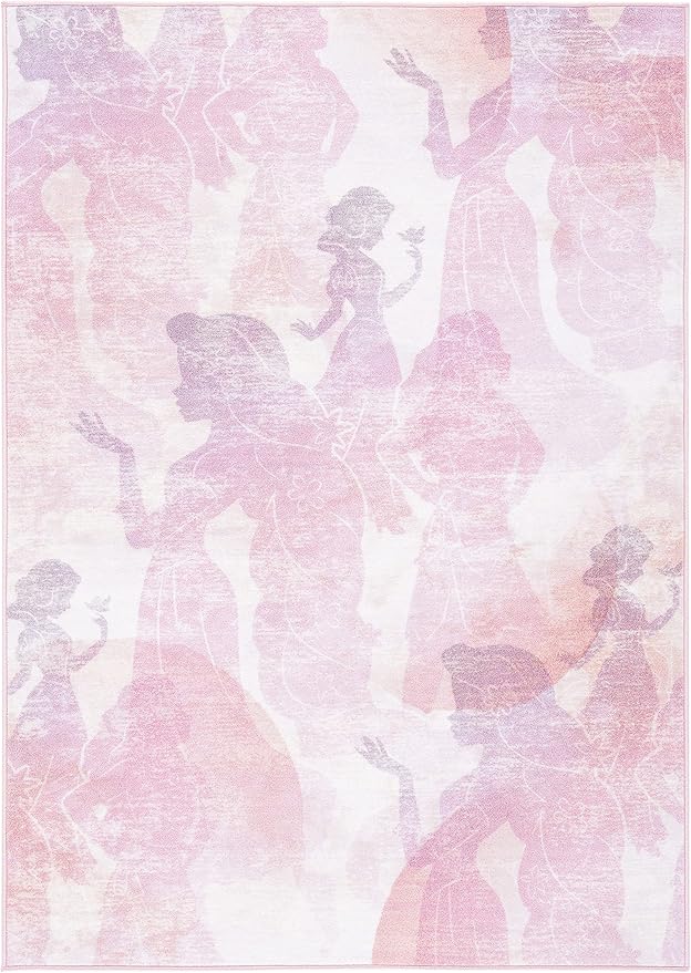 SAFAVIEH Disney Princess Collection Machine Washable Slip Resistant 6' 7" x 9' Pink/Purple Assurance Kids Bedroom Nursery Playroom Area Rug