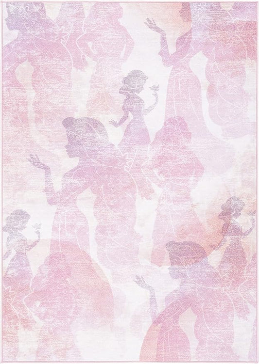 SAFAVIEH Disney Princess Collection Machine Washable Slip Resistant 6' 7" x 9' Pink/Purple Assurance Kids Bedroom Nursery Playroom Area Rug