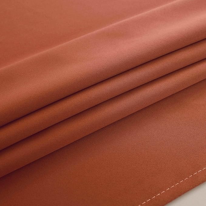 Mrs.Naturall Short Curtains for Bedroom Windows,Boho Blackout Cafe Kitchen Curtains 45 Inch Length,Burnt Orange