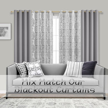 Mrs.Naturall Short Curtains for Small Windows,45 Inch Length Grommet Bathroom Kitchen Blackout Curtains,Light Grey
