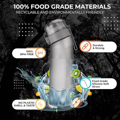 Air Water Bottle 650ML - Scented Air Water up Bottle with 7 Flavor Pods, BPA-Free Tritan, With Cleaning Kit | Sugar-Free Hydration Solution Flavored Water Bottle