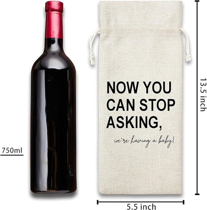 Grandparents Gifts Wine Bag - Gift For New Grandpa Grandma, Grandparents Aunt Uncle, Baby Announcement - Cotton Burlap Wine Bag (1 Pcs) - WB038