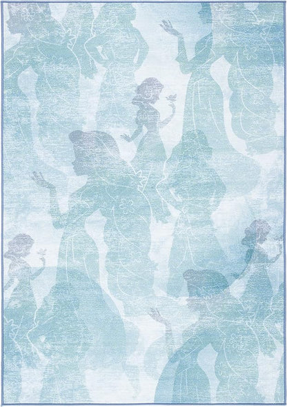 SAFAVIEH Disney Princess Collection Machine Washable Slip Resistant 5' x 7' Light Blue/Turquoise Assurance Kids Bedroom Nursery Playroom Area Rug