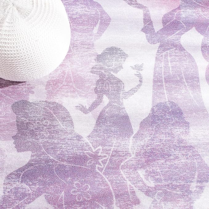 SAFAVIEH Disney Princess Collection Machine Washable Slip Resistant 2'3" x 3'9" Light Purple/Pink DSN507V Kids Bedroom Nursery Playroom Area Rug