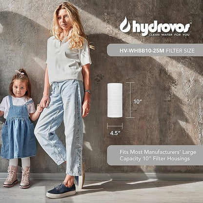 4.5 x 10 Inch Large Capacity Whole House Water Filter, NSF 42 Certified 25 Micron Sediment Filtration, Compatible with Replacement Filters WHKF-GD25BB. AP810, AP801, GXWH30C, GXWH35F, GWWH40