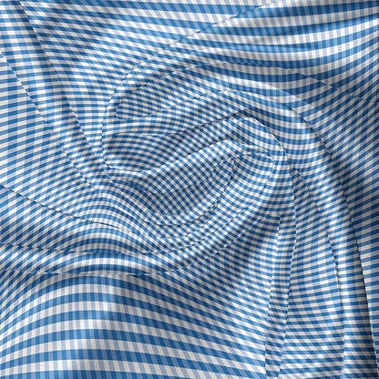 Ambesonne Checkered Valance & Tier Curtain 3 pcs Set, Monochrome Gingham Checks Classical Country Culture Old Fashioned Grid Design, Window Treatments for Kitchen Room Decor, 55" x 24", Blue White