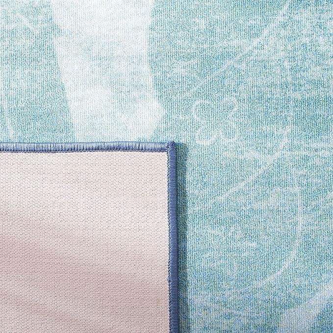 SAFAVIEH Disney Princess Collection Machine Washable Slip Resistant 3' 3" x 5' 3" Light Blue/Turquoise Assurance Kids Bedroom Nursery Playroom Area Rug