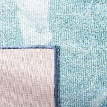 SAFAVIEH Disney Princess Collection Machine Washable Slip Resistant 5' x 7' Light Blue/Turquoise Assurance Kids Bedroom Nursery Playroom Area Rug