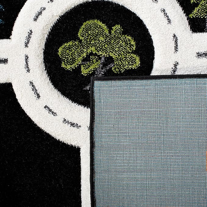 SAFAVIEH Carousel Kids Collection Area Rug - 8' x 10', Black & Ivory, Neighborhood Design, Non-Shedding & Easy Care, Ideal for High Traffic Areas for Boys & Girls in Playroom, Bedroom (CRK192Z)