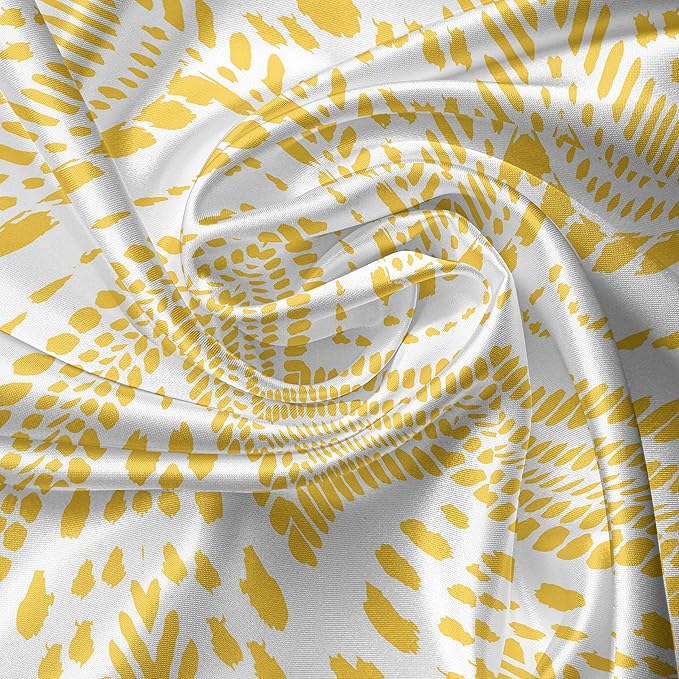 Ambesonne Yellow Chevron Valance & Tier Curtain 3 pcs Set, Hand Drawn Aztec Pattern Primitive Clan Motif with Dashed Lines Artwork, Window Treatments for Kitchen Room Decor, 55" x 30", Mustard White