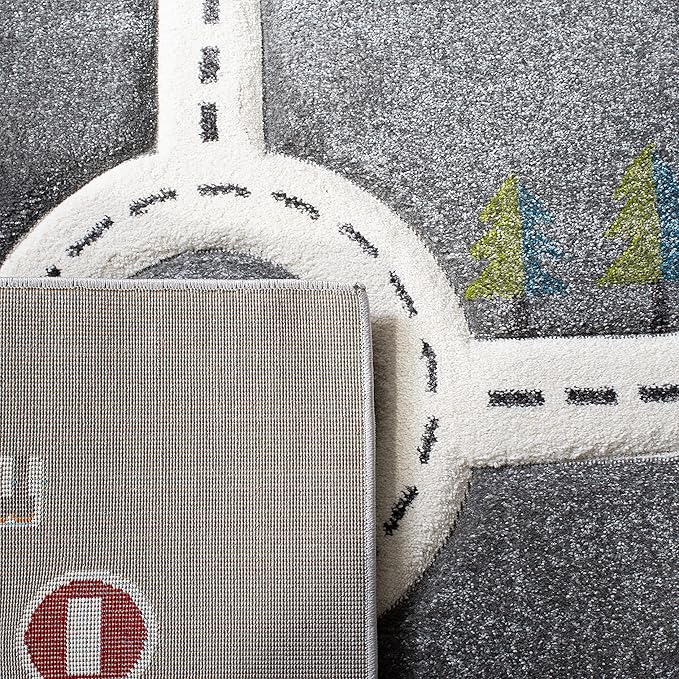 SAFAVIEH Carousel Kids Collection Runner Rug - 2' x 8', Grey & Ivory, Non-Shedding & Easy Care, Ideal for High Traffic Areas for Boys & Girls in Playroom, Nursery, Bedroom (CRK192F)