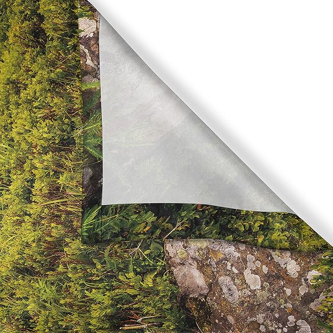 Ambesonne Mountain Long Kitchen Curtains, Small Tree Behind Boulders Hillside Grass Greenery Meadow Scenic Dramatic, Two Panels Drapes with Rod Pocket Room Decor, 55" x 45", Mustard Green
