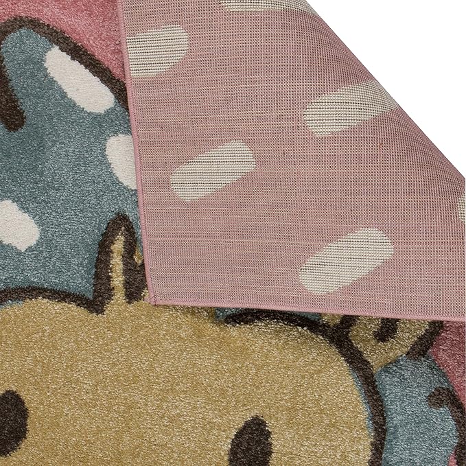 KC Cubs Boy & Girl Modern Decor Multicolor Area Rug and Carpet Collection for Kids, Toddlers and Baby Nursery, Animal Face Pink Huggable Hedgehog