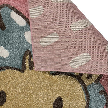 KC Cubs Boy & Girl Modern Decor Multicolor Area Rug and Carpet Collection for Kids, Toddlers and Baby Nursery, Animal Face Pink Huggable Hedgehog