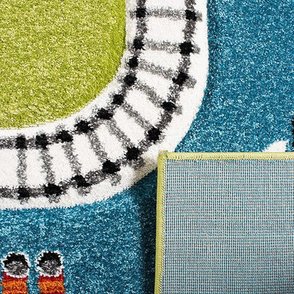 SAFAVIEH Carousel Kids Collection 4' x 6' Green / Ivory CRK192Y Neighborhood Nursery Playroom Area Rug