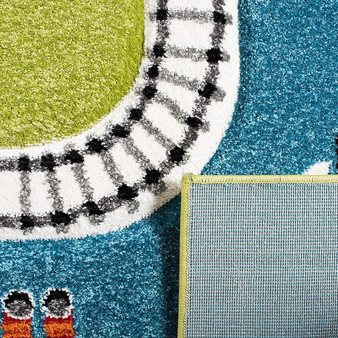 SAFAVIEH Carousel Kids Collection Accent Rug - 3'3" x 5'3", Green & Ivory, Non-Shedding & Easy Care, Ideal for High Traffic Areas for Boys & Girls in Playroom, Nursery, Bedroom (CRK192Y)