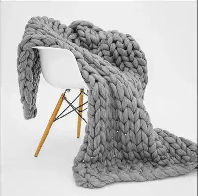 Couverture grosse maille gris