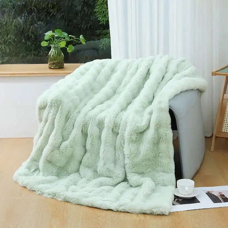 Couverture hiver vert pale