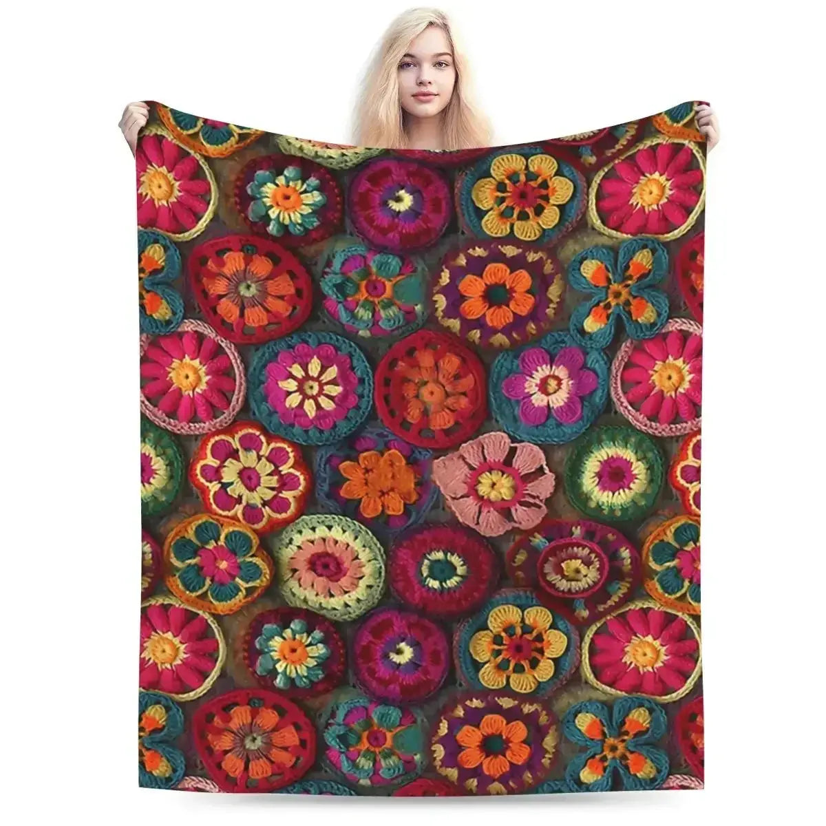 Couverture au crochet Coloré pour lit et canapé Ma boutique