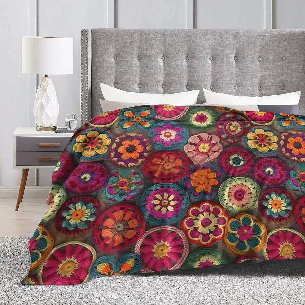 Couverture au crochet Coloré pour lit et canapé Ma boutique